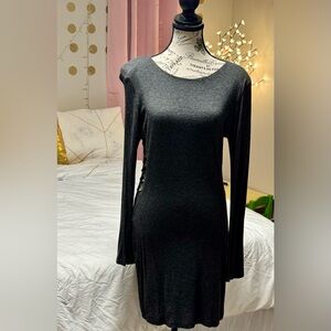 bebe Addiction Gray Bodycon Dress Cutout Sleeve Detail Large